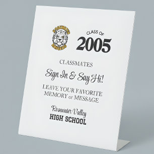 Signe De Table Livre d'or de la réunion de classe du mascot de l'