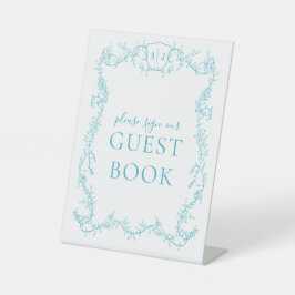 Signe De Table Livre d'or de mariage botanique turquoise
