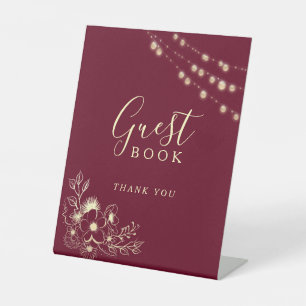 Signe De Table Livre d'or de mariage Burgundy