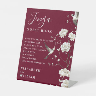 Signe De Table Livre d'or de mariage Jenga en chinoiserie de Bour