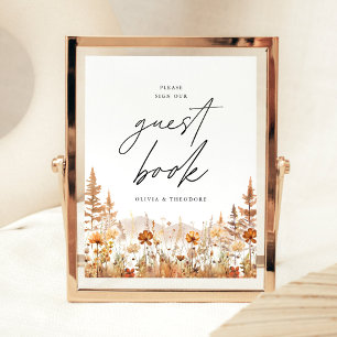 Signe De Table Livre d'or de mariage Montagne Fleur Sauvage Terra