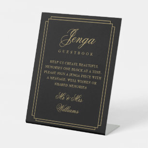 Signe De Table Livre d'or Jenga Art Déco noir et or
