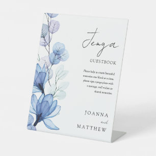 Signe De Table Livre d'or Mariage Dusty Blue Floral Jenga