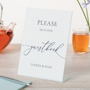 Signe De Table Livre d'or Mariage minimaliste bleu marine 1