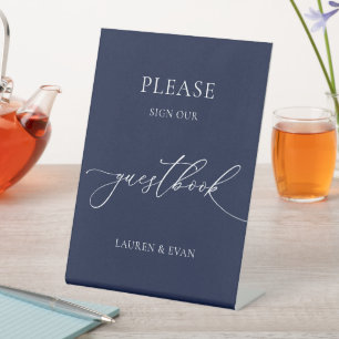 Signe De Table Livre d'or Mariage minimaliste bleu marine 2