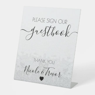 Signe De Table Livre d'or personnalisé avec texte gris texturé en