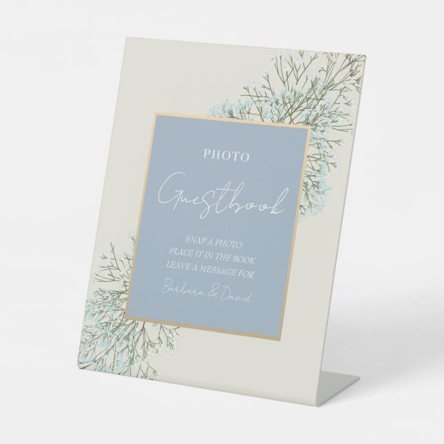 Signe De Table Livre d'or photo Mariage Dusty Blue (Recto)
