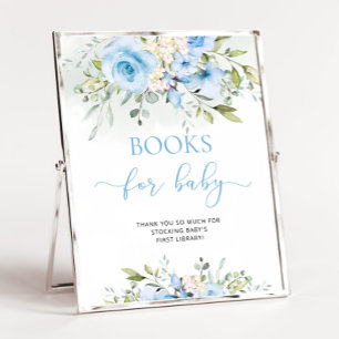 Signe De Table Livres d'eucalyptus floral bleu pour bébé