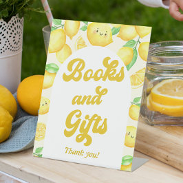 Signe De Table Livres et cadeaux de Baby shower citron