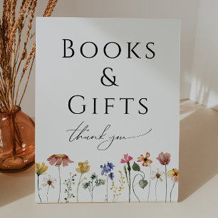 Signe De Table Livres et cadeaux Fleurs sauvages colorés