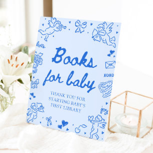 Signe De Table Livres pour bébé pour Baby Shower Blue Valentine