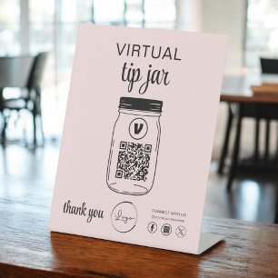 Signe De Table Logo de code QR Jar de conseil virtuel rose