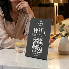 Signe De Table Logo de code QR WiFi entreprise noir et blanc mini