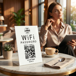 Signe De Table Logo de code QR WiFi entreprise noir et blanc mini