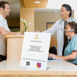 Signe De Table Logo de l'entreprise code qr instagram blanc texte