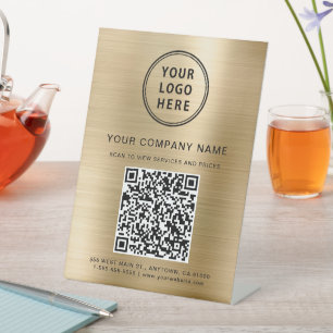 Signe De Table Logo de l'entreprise Créez votre code QR Gold