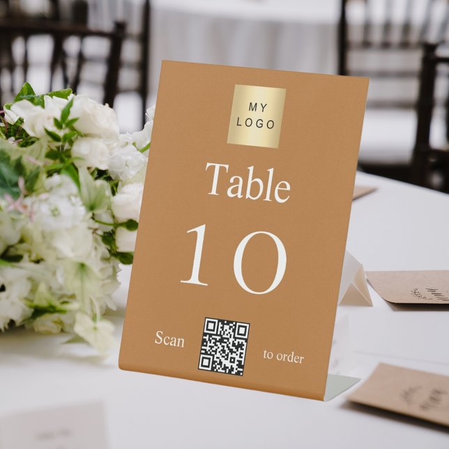 Signe De Table Logo d'entreprise blanc en cuivre Numéro de table  (Créateur téléchargé)