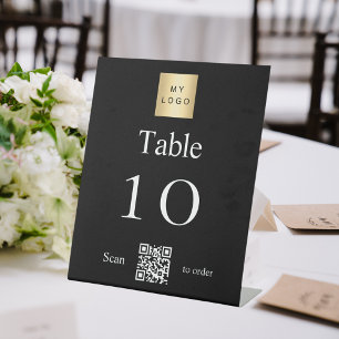 Signe De Table Logo d'entreprise blanc noir Numéro de table de co