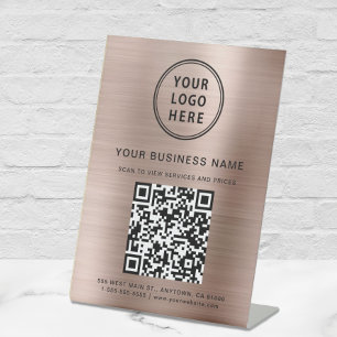 Signe De Table Logo d'entreprise Code QR Rose Gold