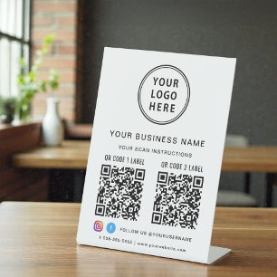 Signe De Table Logo d'entreprise de médias sociaux à double code