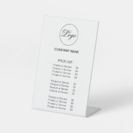 Signe De Table Logo d'entreprise Liste de prix simple Blanc