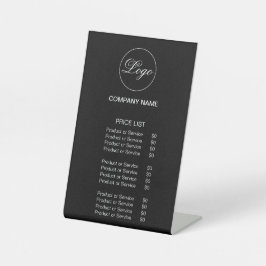 Signe De Table Logo d'entreprise Liste de prix simple noir