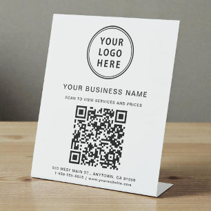 Signe De Table Logo d'entreprise moderne Code QR