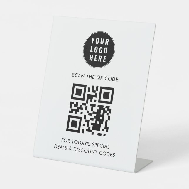 Signe De Table Logo d'entreprise moderne et code QR simple (Recto)