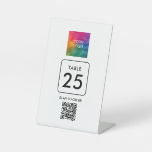 Signe De Table Logo d'entreprise QR Code ici Numéro de tableau Mo