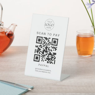 Signe De Table Logo d'entreprise QR Code Scan pour payer chic mod