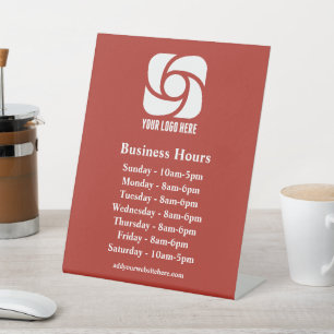 Signe De Table Logo d'entreprise rouge personnalisé Heures d'ouve