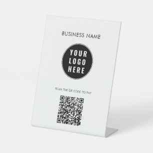 Signe De Table Logo d'entreprise simple Code QR moderne personnal