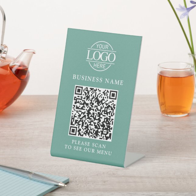 Signe De Table Logo d'entreprise simple QR Code Menu Sans Contact (In SItu)