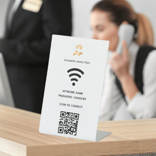 Signe De Table Logo d'entreprise Wifi qr code scan pour se connec