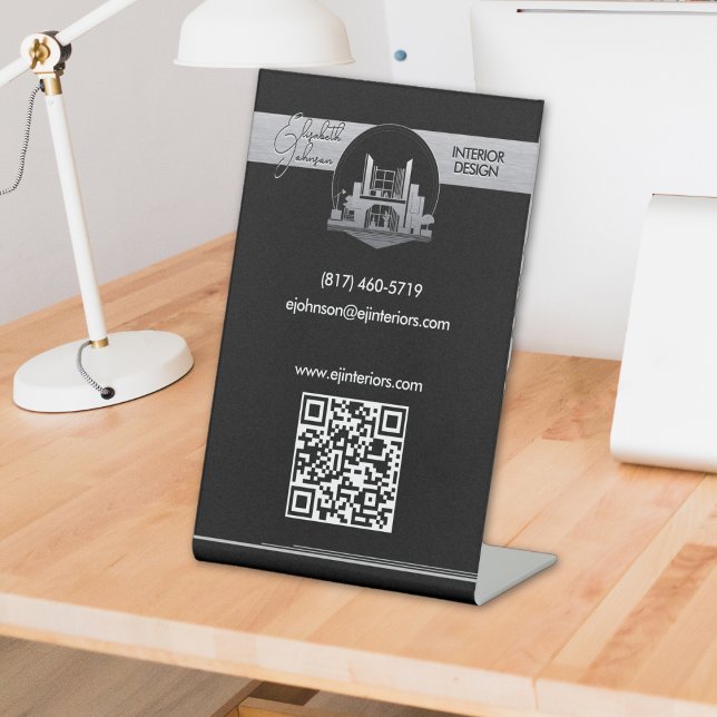 Signe De Table Logo design d'intérieur ou architecte Noir et acie (Créateur téléchargé)