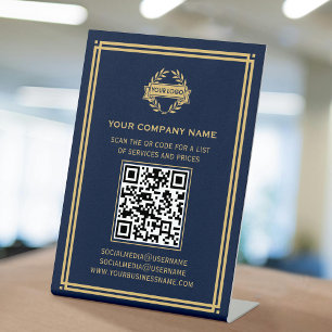 Signe De Table Logo du code QR d'entreprise Services à la clientè