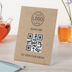 Signe De Table Logo du menu du code QR Moderne