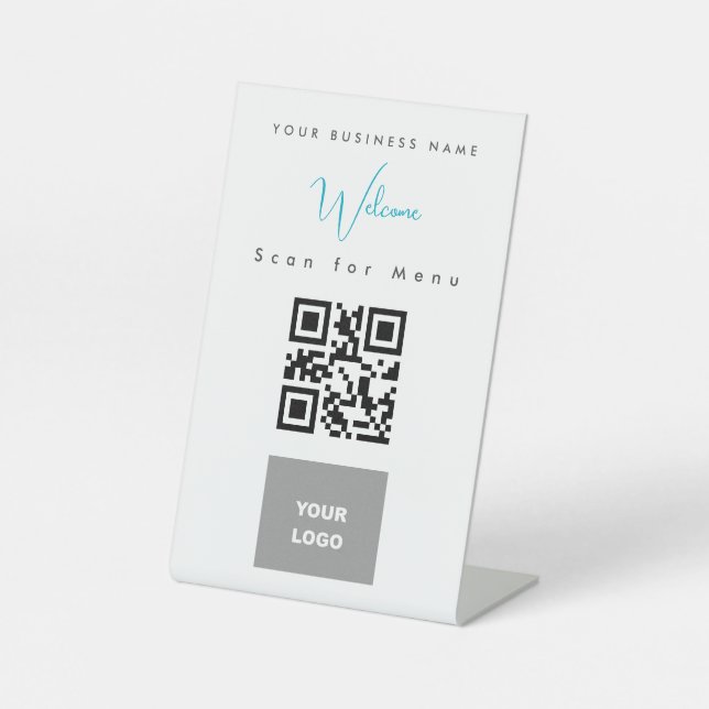 Signe De Table Logo du menu du code QR numérisable sans contact (Recto)