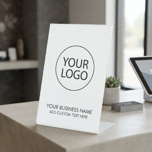 Signe De Table Logo et texte d'entreprise professionnels blancs