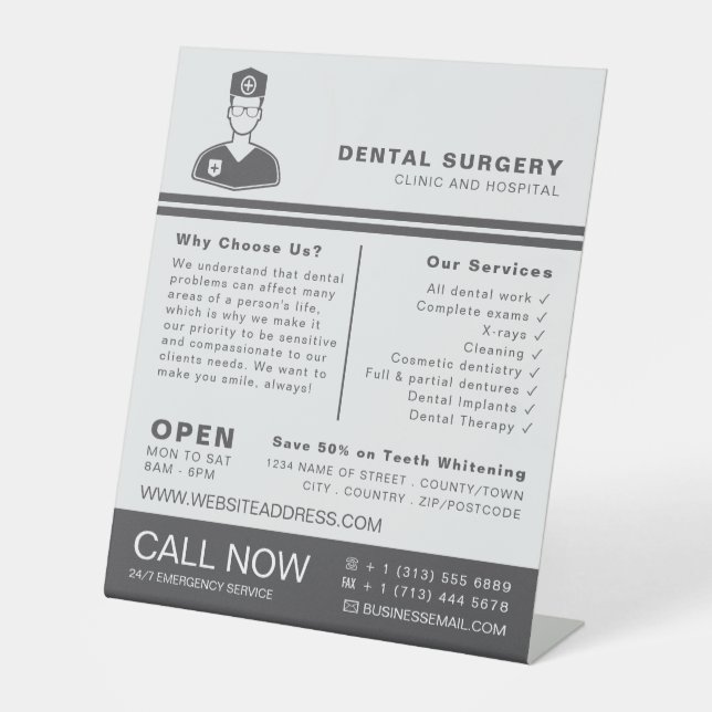 Signe De Table Logo Médicale, Dentisterie, Publicité Dentiste (Recto)