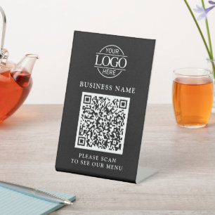 Signe De Table Logo minimaliste d'entreprise Code QR Menu sans co