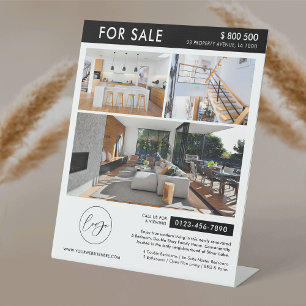 Signe De Table Logo Minimaliste Photo Collage Immobilier À Vendre