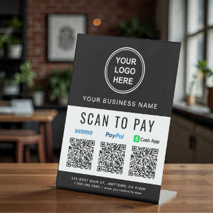 Signe De Table Logo Paypal Venmo CashApp Codes QR de paiement par