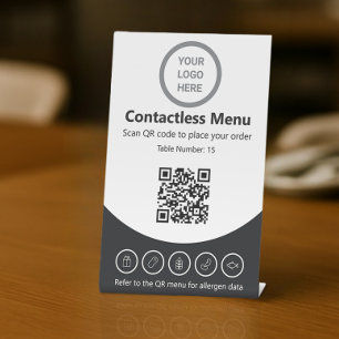Signe De Table Logo Personnalisé Allergy QR Code Contactless Menu