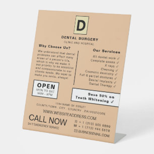 Signe De Table Logo personnalisé, dentisterie, Publicité pour les