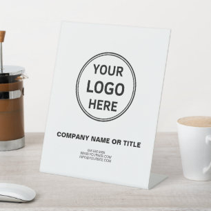 Signe De Table Logo Personnalisé Simple White promotionnel Busine