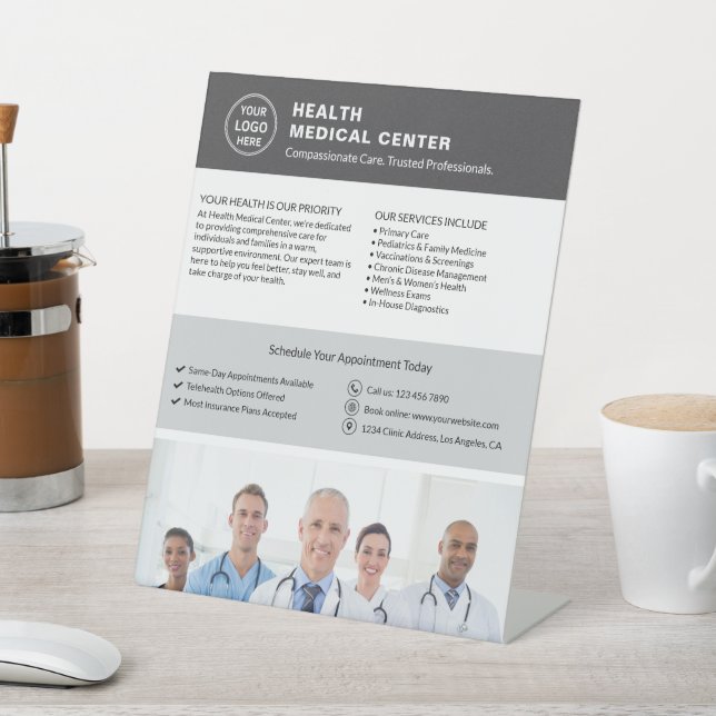Signe De Table Logo Photo QR Clinique de santé Médecin Gris (In SItu)