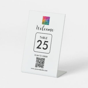 Signe De Table Logo professionnel personnalisé Code QR ici Numéro