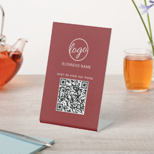 Signe De Table Logo simple Bourgogne Code QR Moderne