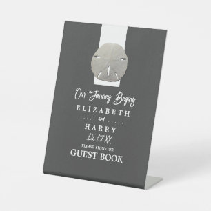 Signe De Table Lone Sand Dollar - Charcoal Grey - Beach Wedding